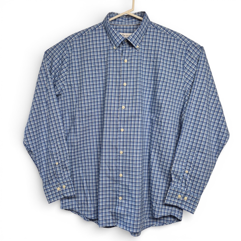 Peter Millar Mens XL Plaid Button Down Shirt Long Sleeve Casual Dress
